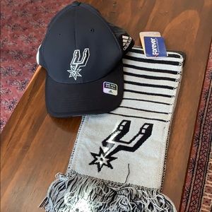 Adidas San Antonio Spurs hat and NBA scarf